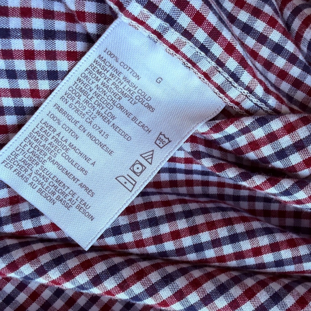 Nautica Mens Large Red Blue Gingham Plaid Long Sleeve Button Down Shirt 0453 - Picture 6 of 8